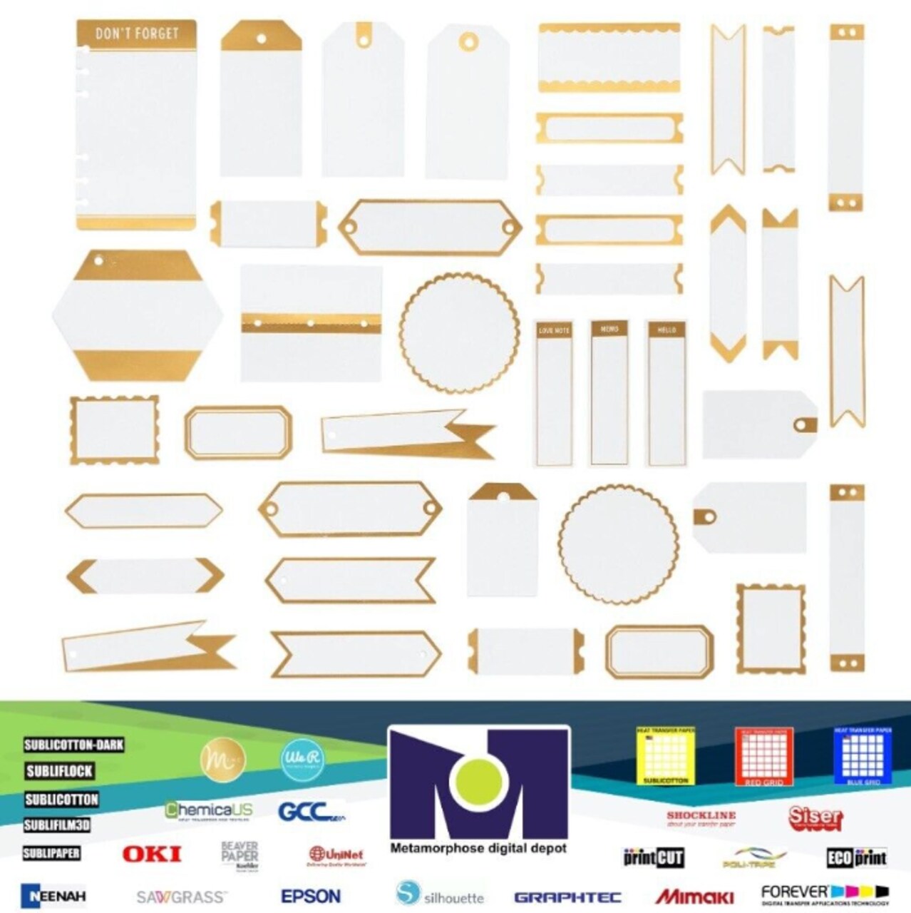 We R Memory Keepers PrintMaker Foiled Tags 60000096 EMBELLISHMENT NEW